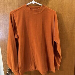 Columbia Dark Orange Fleece Long Sleeve Mock Neck Pullover Shirt Youth Sz Large